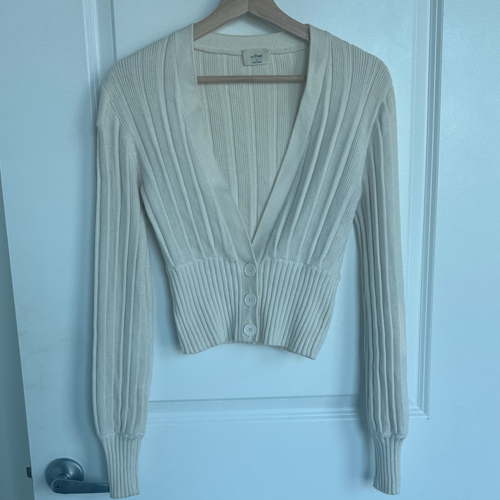 Cream Wilfred plunge neck Women's cardigan